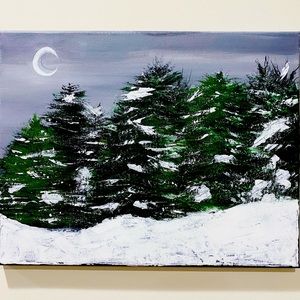 Abstract Winter Forest Acrylic Landscape Painting